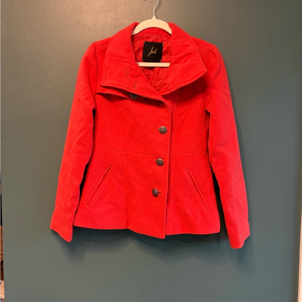 Jack by BB Dakota Bold Orange Pea Coat with Wide Collar size S